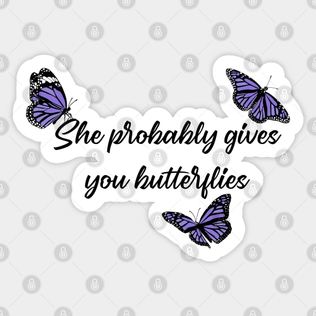 Happier Oliva Rodrigo Purple Butterflies Olivia Sticker TeePublic